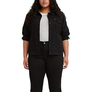 levi's women's plus-size original trucker jacket, black and black, 3x