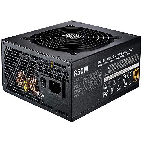 Cooler Master MWE Gold 850 V2 Full Modular, 850W, 80+ Gold Efficiency, 2 EPS Connectors, 120mm HDB Fan, Semi-fanless Operation, 5 Year Warranty