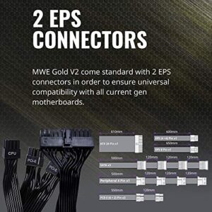 Cooler Master MWE Gold 850 V2 Full Modular, 850W, 80+ Gold Efficiency, 2 EPS Connectors, 120mm HDB Fan, Semi-fanless Operation, 5 Year Warranty