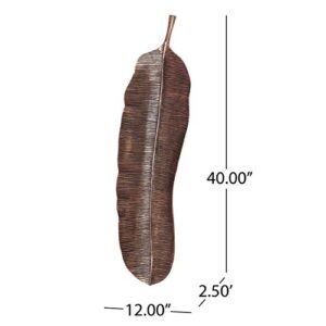 Christopher Knight Home Lyerly Large Leaf Wall Decor, Raw Copper