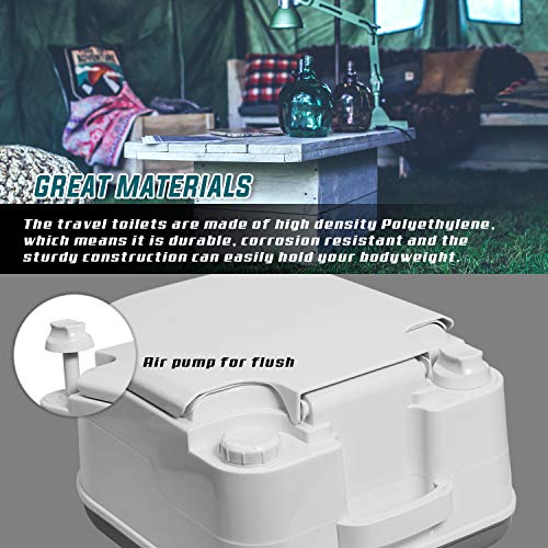 TPS Power Sports Portable Toilet Flushing Splash-Free Dumping Camping Toilet Anti-Leak Water Pump Large Capacity Waste Tank Travel Toilet Quick and Easy Setup