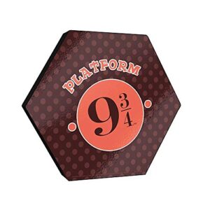 harry potter – platform 9 3/4 – hogwarts express train - 11.5” x 10” hexagon shaped knexagon wood print – hang alone or connect to other pieces – officially licensed merchandise