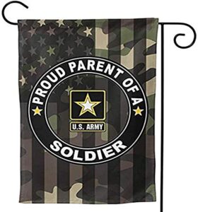 us military u.s. army proud parent of a soldier flag armed forces double-sided lawn decoration gift house garden yard banner united state american military veteran, 12" x 18.5 made in usa