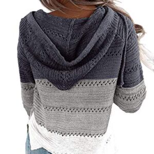 Womens Long Sleeve Tops Casual Color Block Sweater for Women Plus Size Grey XXL