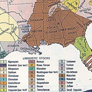 Historical Poster |1650 US Map Native American Indian Tribes Languages (16"x23")