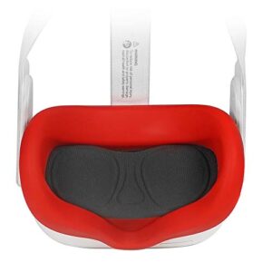 Zaracle Cover Set for Oculus Quest 2,1 Pcs Silicone Cover Eye Pad for Oculus Quest 2 Eye Cushion Cover Prevent Sweat Lightproof,and 1 Pcs VR Lens Cover for Quest 2 (Red Eye Cover + Black Lens Cover)