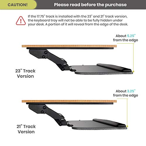 FERSGO Additional 17.75" Track Option for Installing Under Desk Keyboard Tray with Smaller Desks - an Alternative Shorter Track Option for 21” and 23” Track of Undermount Keyboard Arm