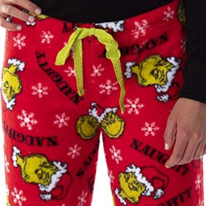 Dr. Seuss Juniors The Grinch Naughty Soft Touch Fleece Plush Pajama Pants Red