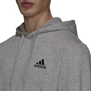 adidas Men's Essentials Fleece Hoodie, Medium Grey Heather/Black, Small