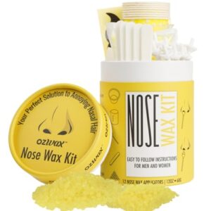 ozwax nose wax kit men - gentle nose hair wax - nose wax kit for women - perfect wax nose hair removal kit includes safe nose wax sticks and ear hair waxing kit