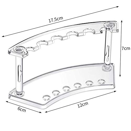 Plastic Pen Holder, Set of 4 Plastic Pen Holder Display Stand 6-Slots Pen Display Stand Eyebrow Pen Stand Makeup Brush Rack Organizer for Home Office & Store Use (Clear)