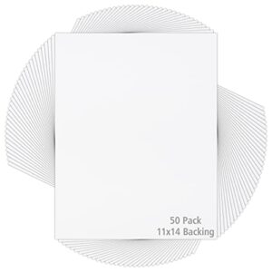 mbc mat board center, 11x14 white backing matte boards, 4-ply thickness - for art, prints, photos, prints and more (50 pack)