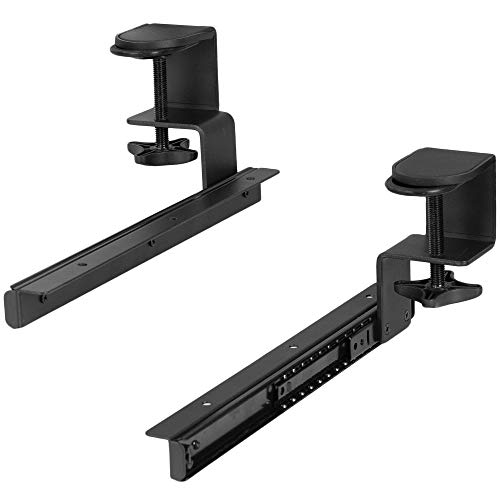 VIVO Clamp and 12 inch Rail Set for DIY Custom Wooden Keyboard Trays (Tray Not Included), Under Desk Pull Out Slider Track with Extra Sturdy C-clamp Mount System, Black, MOUNT-RAIL02