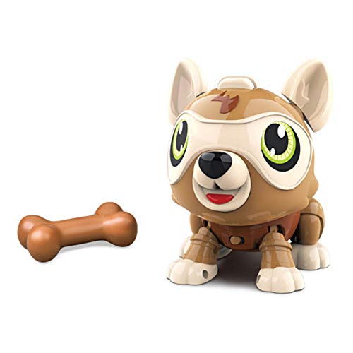 LANGYA DIY Robot Dog Toy, Electronics Pet Dog Interactive Smart Puppy Responds to Bark Run Eat Sleep Snore Yawn with Bone for Kids 2,3,4,5,6,7,8,9,10 Year Olds and Up, Ideal for Kid