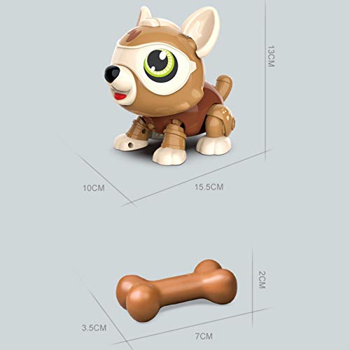 LANGYA DIY Robot Dog Toy, Electronics Pet Dog Interactive Smart Puppy Responds to Bark Run Eat Sleep Snore Yawn with Bone for Kids 2,3,4,5,6,7,8,9,10 Year Olds and Up, Ideal for Kid