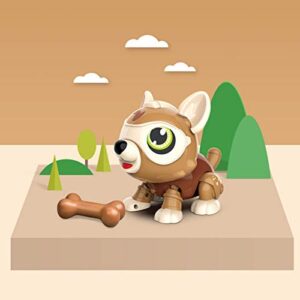 LANGYA DIY Robot Dog Toy, Electronics Pet Dog Interactive Smart Puppy Responds to Bark Run Eat Sleep Snore Yawn with Bone for Kids 2,3,4,5,6,7,8,9,10 Year Olds and Up, Ideal for Kid