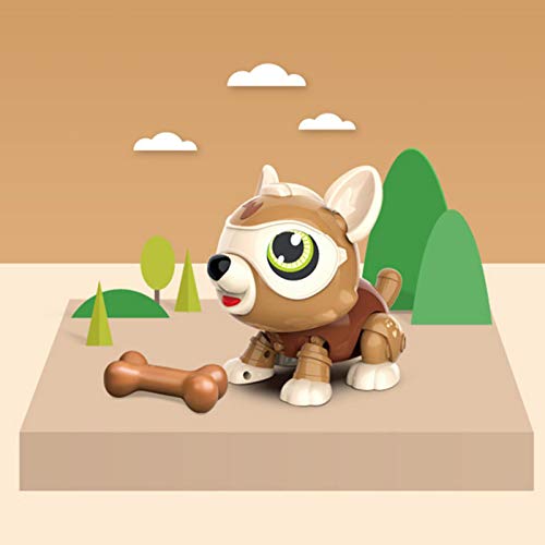 LANGYA DIY Robot Dog Toy, Electronics Pet Dog Interactive Smart Puppy Responds to Bark Run Eat Sleep Snore Yawn with Bone for Kids 2,3,4,5,6,7,8,9,10 Year Olds and Up, Ideal for Kid