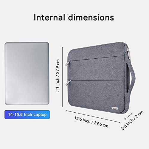 V Voova Laptop Sleeve Carrying Case 15 15.6 Inch,Slim Computer Cover Bag with Handle Compatible with MacBook Pro 15/16,15" Surface Laptop 3/4/5,15-16 Inch HP Dell Asus Acer Laptop,Dark Grey