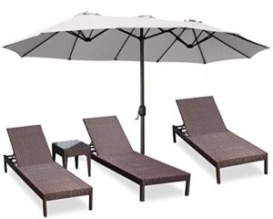 abccanopy 15ft double-sided aluminum table patio umbrella garden large umbrella,swimming pool 12+colors,light gray