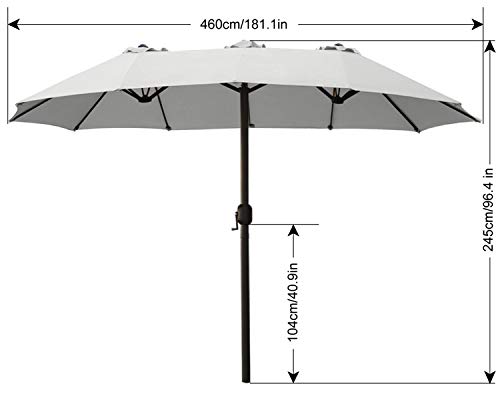 ABCCANOPY 15FT Double-Sided Aluminum Table Patio Umbrella Garden Large Umbrella,Swimming Pool 12+Colors,Light Gray
