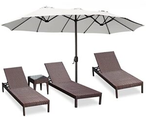abccanopy 15ft double-sided aluminum table patio umbrella garden large umbrella,swimming pool 12+colors,light beige