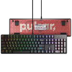 pulsar gaming gears - pk020 lunar alloy full size aluminum alloy build hot swappable mechanical gaming keyboard full rgb led backlit usb wired for windows pc 104 keys (red switch linear)