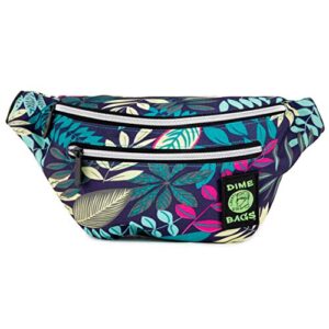 Dime Bags Paradise Pack | Water-Resistant Fanny Pack | Large Travel Waist Bag (Blue Jungle)