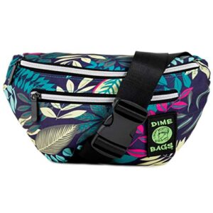 Dime Bags Paradise Pack | Water-Resistant Fanny Pack | Large Travel Waist Bag (Blue Jungle)