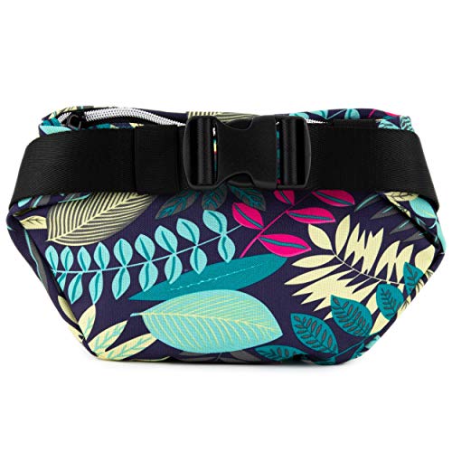 Dime Bags Paradise Pack | Water-Resistant Fanny Pack | Large Travel Waist Bag (Blue Jungle)