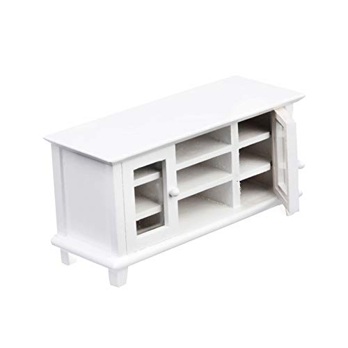 SeaISee 1:12 Scale Dollhouse Furniture Wooden Mini TV Cabinet for Barbie Doll House Accessories