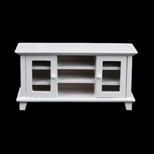 SeaISee 1:12 Scale Dollhouse Furniture Wooden Mini TV Cabinet for Barbie Doll House Accessories