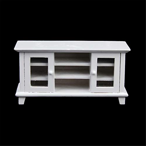 SeaISee 1:12 Scale Dollhouse Furniture Wooden Mini TV Cabinet for Barbie Doll House Accessories