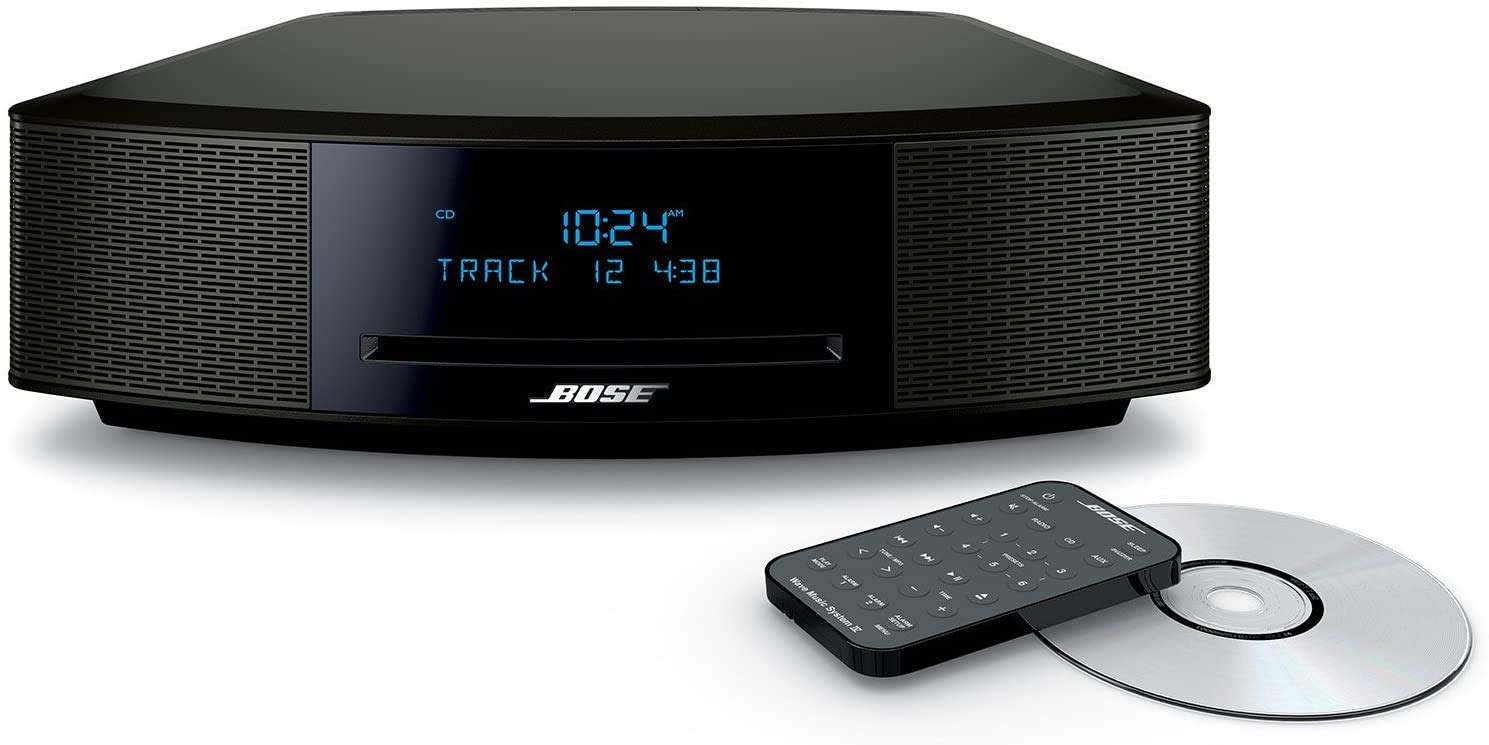 Bose Wave Music System IV - Espresso Black - for Holiday Family Entertainment - CD/MP3 CD Player, Advanced AM/FM Tuner, Dual Alarm, Remote Control, 2.4m AC Power Cable, 4.5" Inches Tall (Renewed)