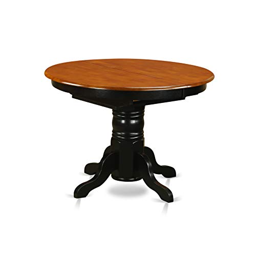 East West Furniture AAVT-BLK-TP Avon Kitchen Dining Oval Solid Wood Table Top with Butterfly Leaf & Pedestal Base, 42x60 Inch, Black & Cherry