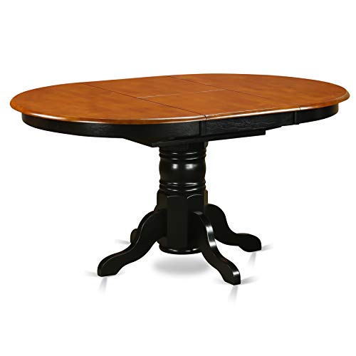 East West Furniture AAVT-BLK-TP Avon Kitchen Dining Oval Solid Wood Table Top with Butterfly Leaf & Pedestal Base, 42x60 Inch, Black & Cherry