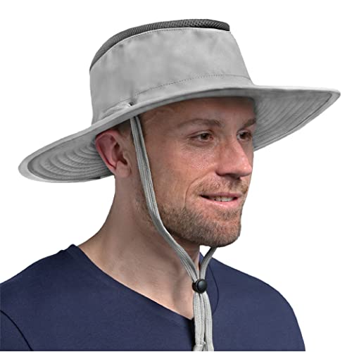 SUN CUBE Sun Hat for Men Wide Brim, Women Safari Hat, Hiking Bucket Hat UV Sun Protection, Boonie Hat Outdoor | Fishing Hat Summer for Sun Beach Camping UPF 50+, Light Gray