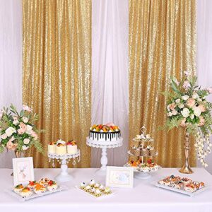 kngkilqn gold sequin backdrop curtain - 2 panels 2.2x8ft gold glitter backdrop party photo sequin curtains wedding brithday christmas sparkle photography background