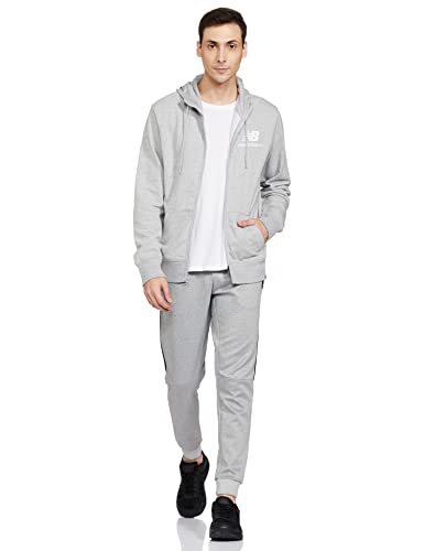 New Balance Men's NB Essentials Stacked Full Zip Hoodie, Athletic Grey, Medium