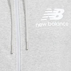 New Balance Men's NB Essentials Stacked Full Zip Hoodie, Athletic Grey, Medium