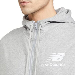 New Balance Men's NB Essentials Stacked Full Zip Hoodie, Athletic Grey, Medium