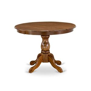 east west furniture hbt-awa-tp hartland dining table - a round wooden table top with pedestal base, 42x42 inch, walnut