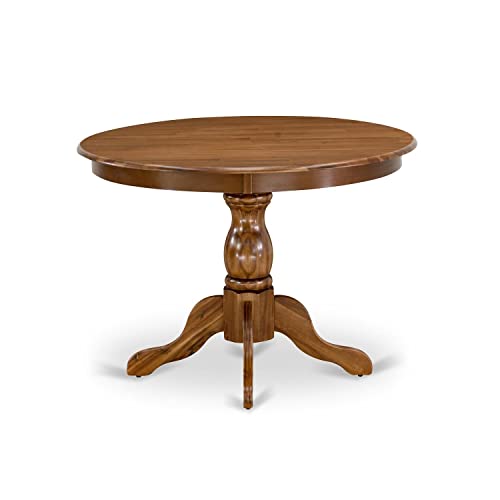 East West Furniture HBT-AWA-TP Hartland Dining Table - a Round Wooden Table Top with Pedestal Base, 42x42 Inch, Walnut