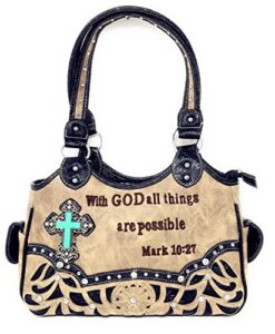 western style embroidery scripture women rhinestone cross bible cover book case crossbody handbag wallet in 5 colors (beige handbag only)