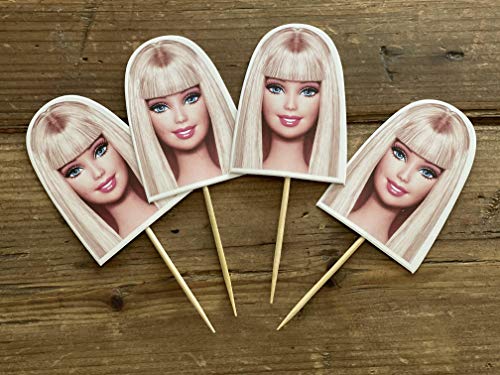 Birthday Party Favors for Barbie ,Supplies Cake Toppers decoration 24PCS pink decor pink girls party supplies