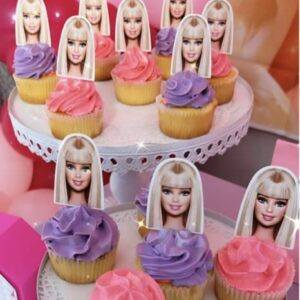 Birthday Party Favors for Barbie ,Supplies Cake Toppers decoration 24PCS pink decor pink girls party supplies