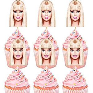 Birthday Party Favors for Barbie ,Supplies Cake Toppers decoration 24PCS pink decor pink girls party supplies