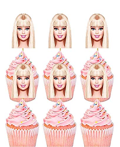 Birthday Party Favors for Barbie ,Supplies Cake Toppers decoration 24PCS pink decor pink girls party supplies