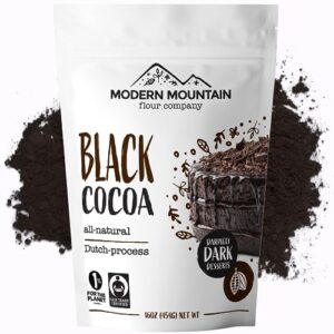 black cocoa powder (1 lb) bake the darkest chocolate baked goods, achieve rich chocolate flavor, all-natural substitute for black food coloring, dutch processed cocoa powder, fair trade certified, unsweetened, extra dark