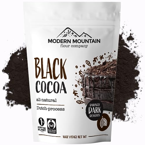 Black Cocoa Powder (1 lb) Bake the Darkest Chocolate Baked Goods, Achieve Rich Chocolate Flavor, All-Natural Substitute for Black Food Coloring, Dutch Processed Cocoa Powder, Fair Trade Certified, Unsweetened, Extra Dark