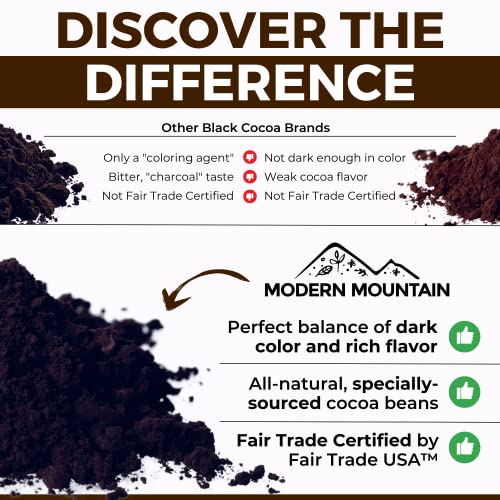 Black Cocoa Powder (1 lb) Bake the Darkest Chocolate Baked Goods, Achieve Rich Chocolate Flavor, All-Natural Substitute for Black Food Coloring, Dutch Processed Cocoa Powder, Fair Trade Certified, Unsweetened, Extra Dark